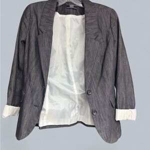 Suzy Shier Gray Pinstripe Blazer